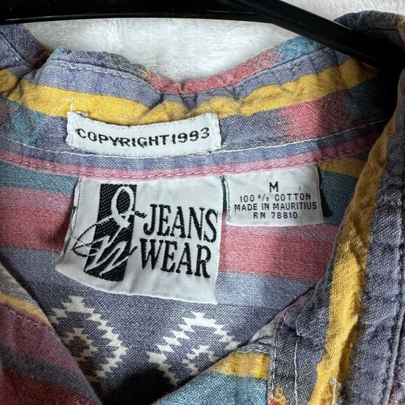 Vintage Jeans Wear Button Up Shirt Striped Abstract Aztec‎ Colorful Women's M - Picture 5 of 9